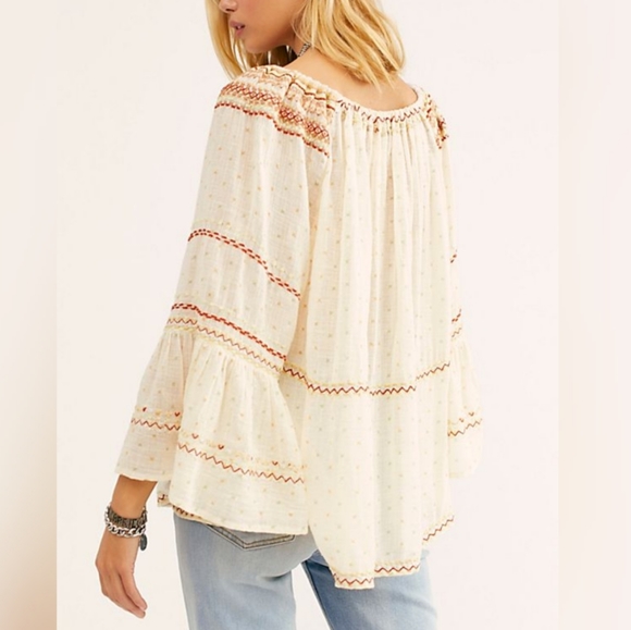 Free People Boho Talia Embroidered Top XS - Picture 5 of 7